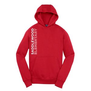 Pullover Hooded Sweatshirt Saddlewood Elementary Vertical Red